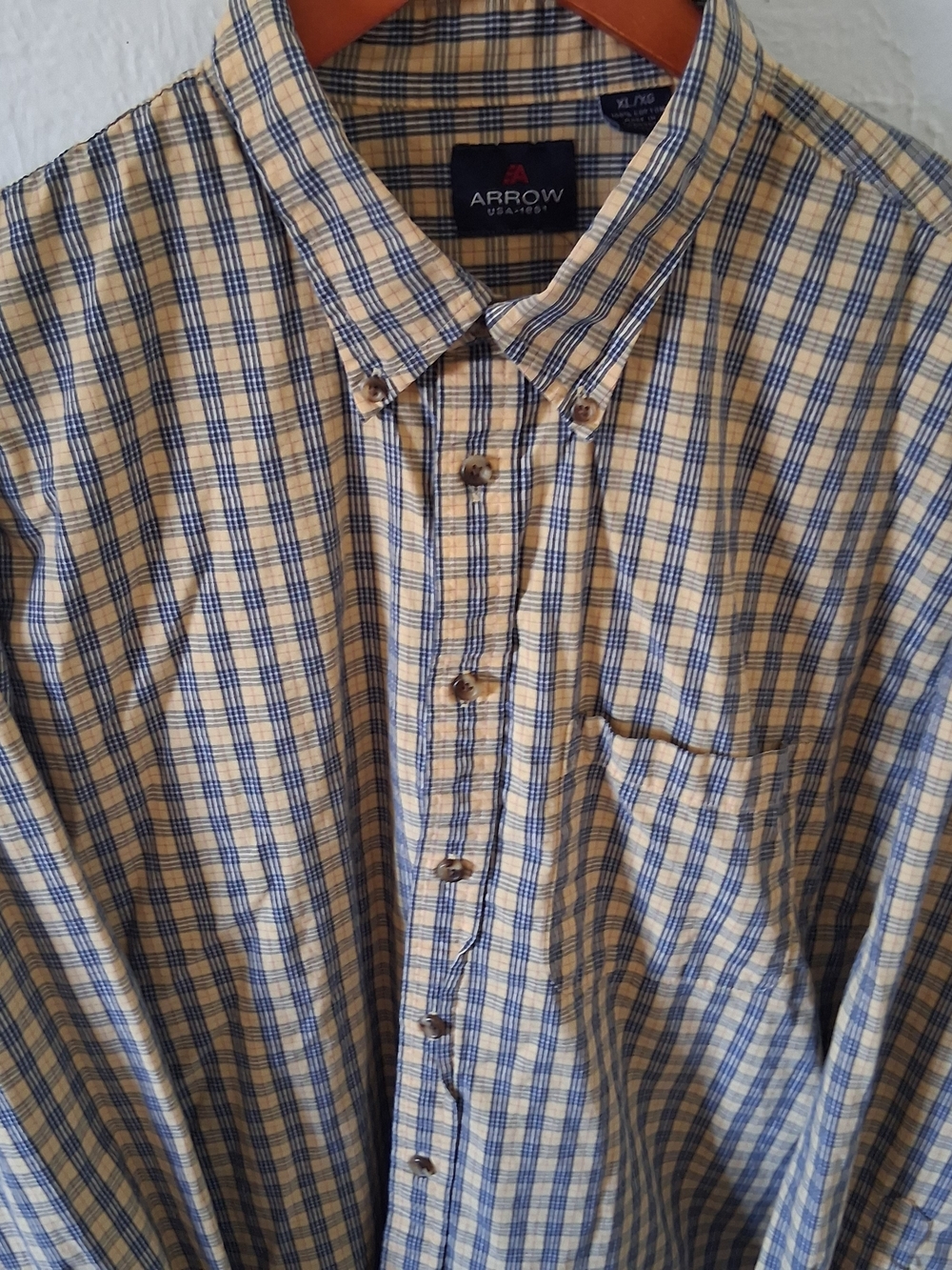 Arrow Yellow and Blue Plaid Button-Down Shirt